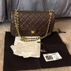 Lambskin leather  Brown Quilted  Bag